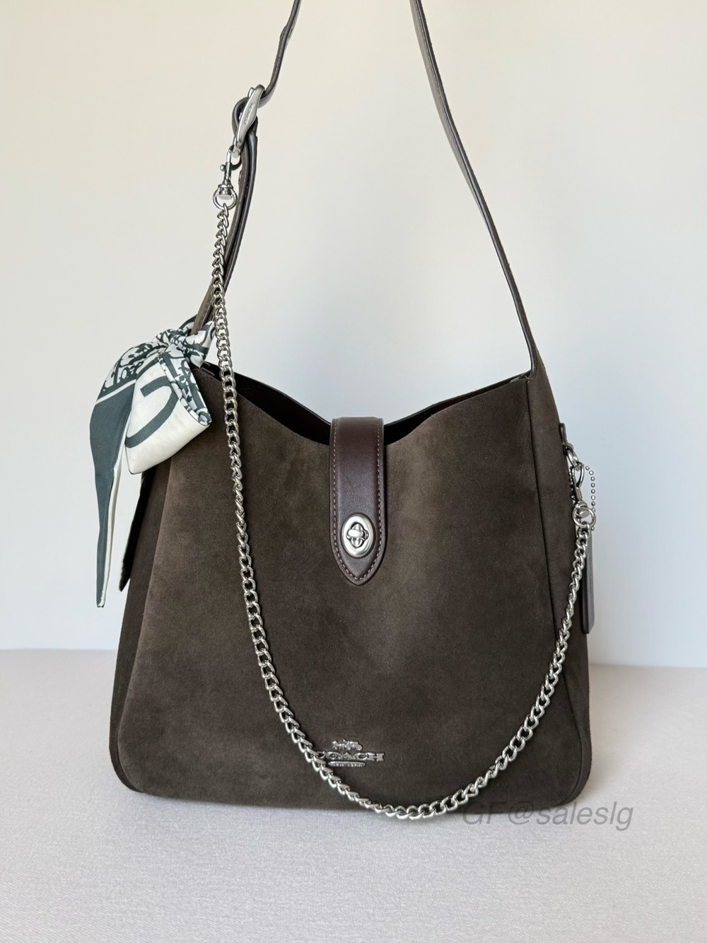 NWT Coach Hadley Convertible Shoulder Crossbody Bag Suede Espresso Brown Styled